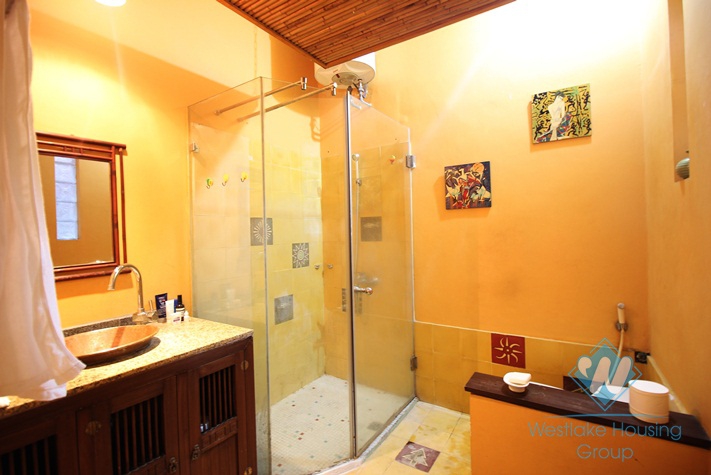 Elegant house with 3 bedroom, front yard and terrace for rent in Ba Dinh, Hanoi